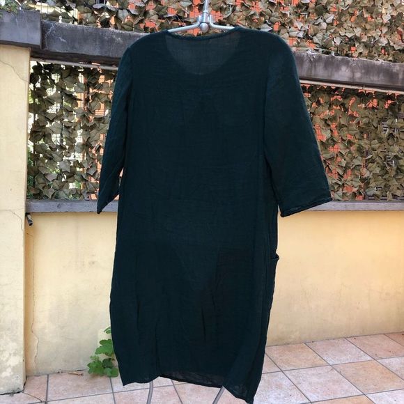 Sita Murt Collarless Forest Green Dress w/ Pockets Size EU 38 / US 8, MSRP $265 - Picture 4 of 13